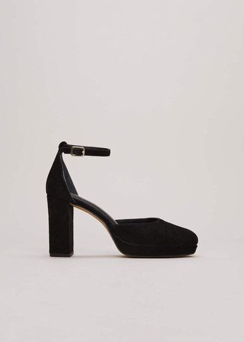 Phase Eight Black Suede Platform Heels Black Australia | GJ9524317